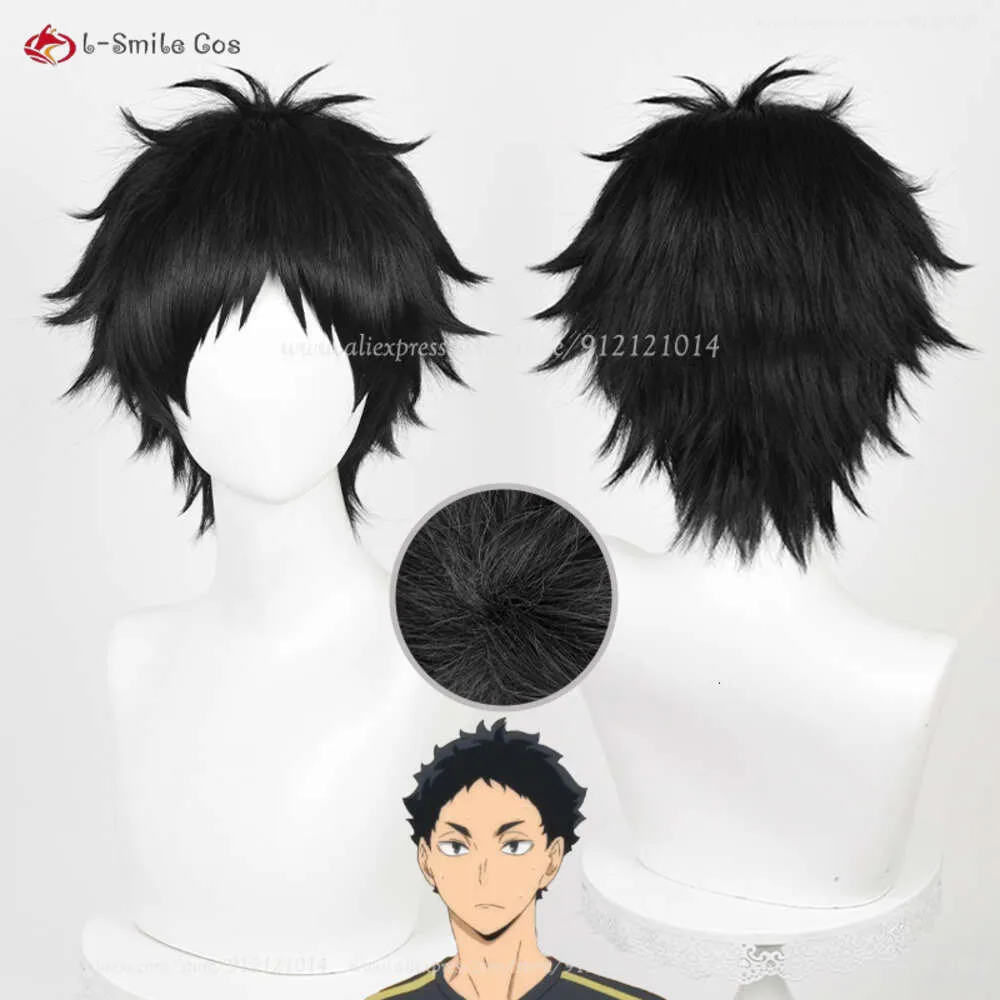 Catsuit kostymer haikyuu akaashi keiji män 30 cm svart värmebeständig syntetisk hårparti anime cosplay peruker + peruk lock