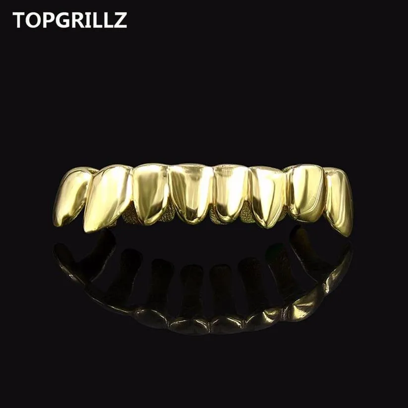 Topgrillz hiphop grillz guldfärg pläterad droppstil tänder grillformade botten tandgriller kroppsmycken2732