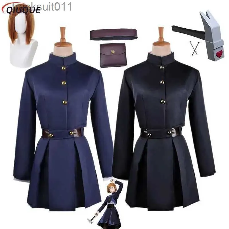 Costumes d'anime Jujutsu Kaisen Kugisaki Nobara Cosplay Come perruque marteau femmes costume tenue uniforme avec sac ceinture L231027