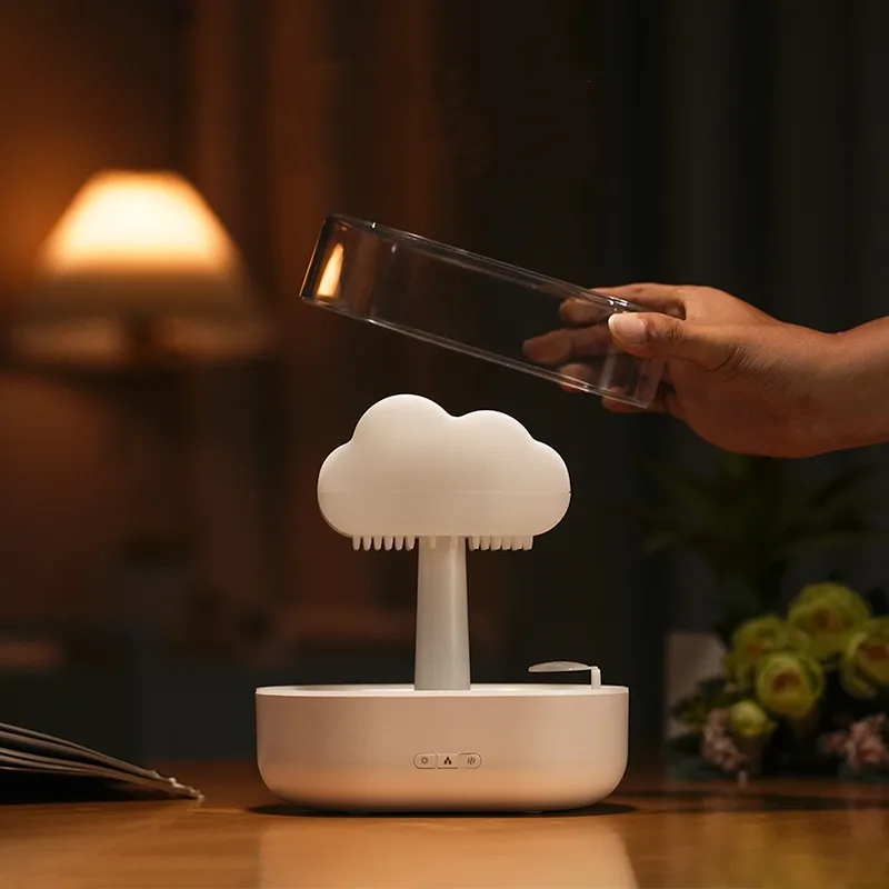 White noise rain humidifier Ultrasonic humidifier colorful mushroom cloud cloud rain drop night light Aromatherapy machine