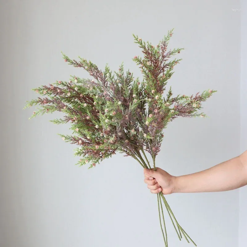 Fleurs décoratives plante verte artificielle, herbe de pin brumeux, Arrangement floral de mariage, Pteris avec baies, décoration de noël