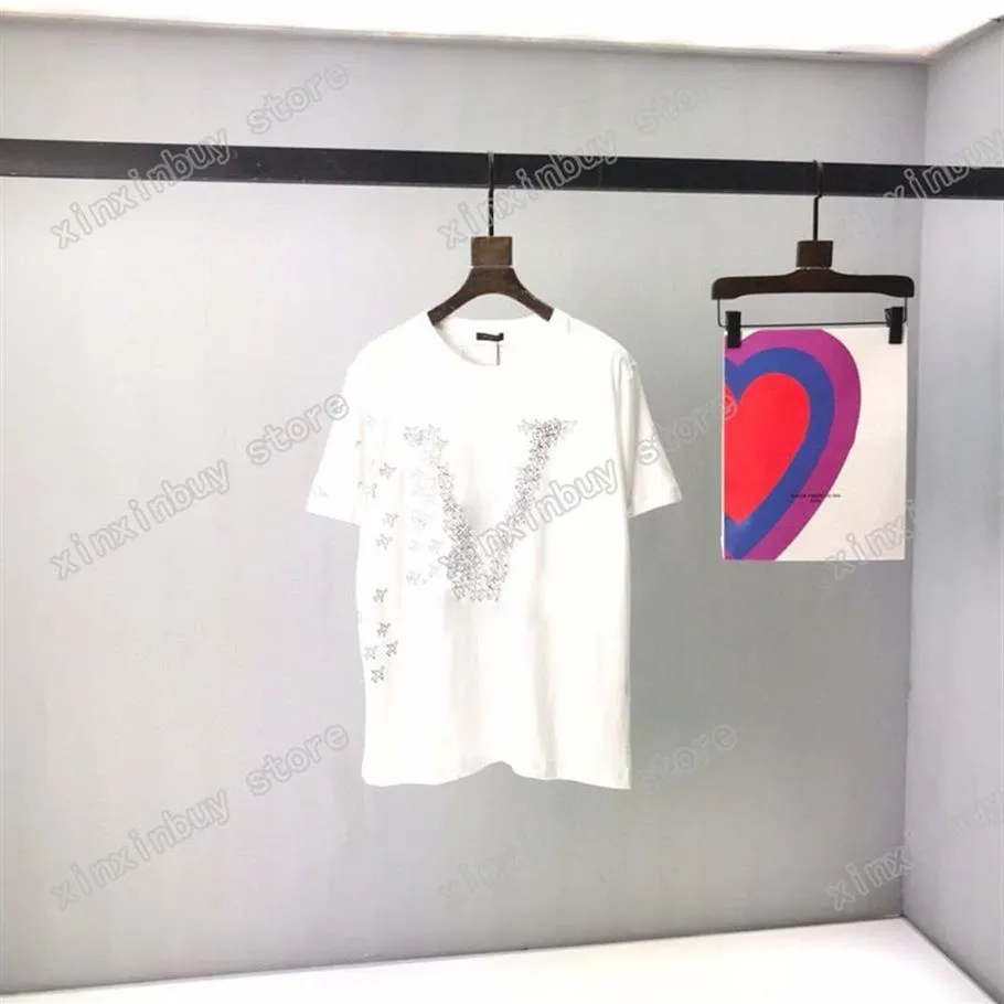 21SS män tryckt t skjortor Polos designer fragment flygplan bokstaven tryck paris kläder mens skjorta tag löst stil svart vit grå 308x