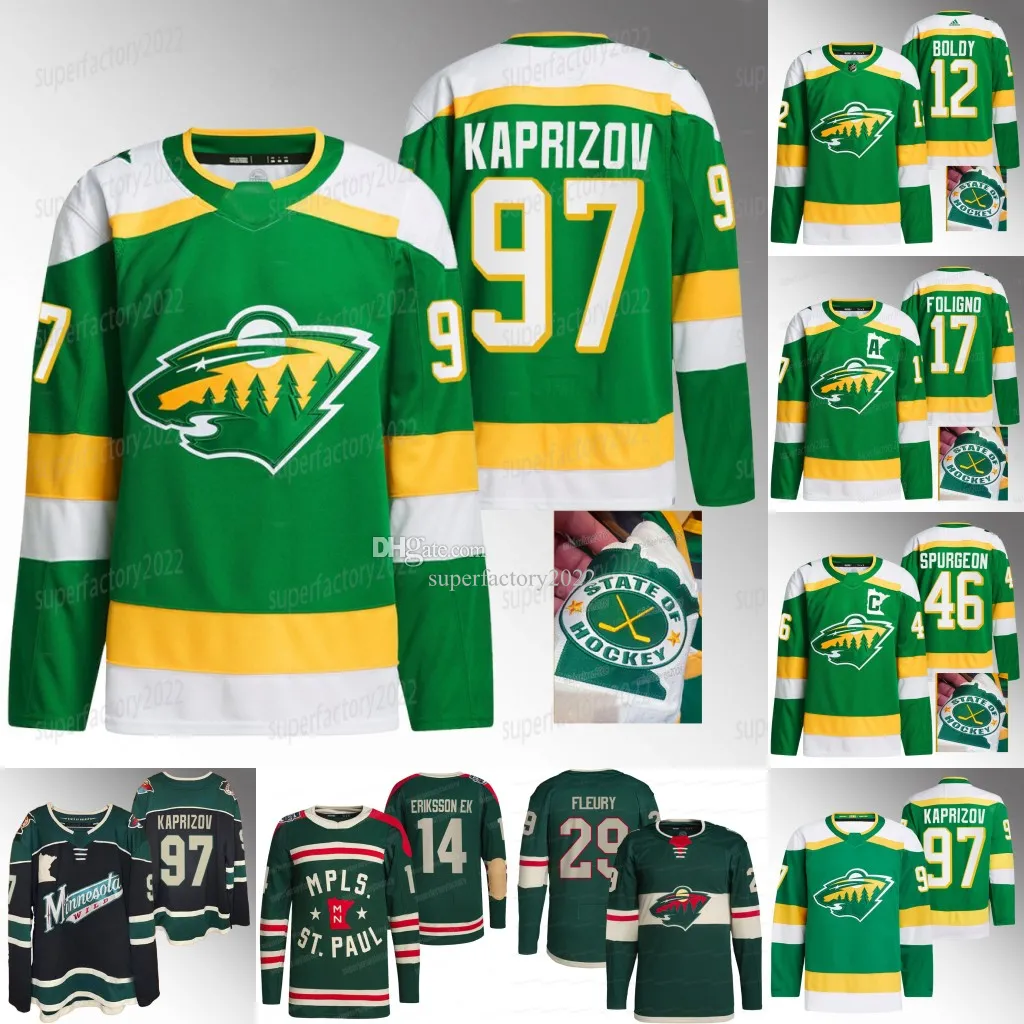 Wild 2023-24 البديل 78S Jersey Kirill Kaprizov Matt Boldy Marc-Andre Fleury Jared Jared Jared Joel Eriksson Ek Ryan Hartman Jonas Brodin Marcus Foligno Jonas Brodin