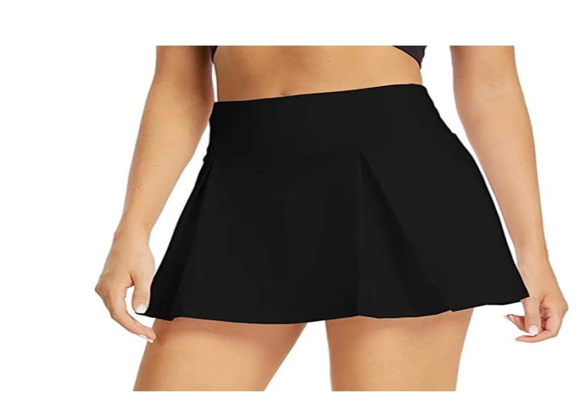 lu2155 Luxury designer fashion yoga clothes Women039s antiglare fitness yoga pleated halflength badminton sports skirt golf 3354686