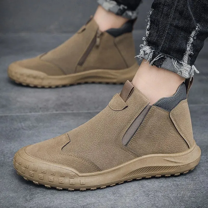 Bottes Chaussures Pour Hommes Automne Coupe Haute Style Britannique Un Pied Antidérapant Et Résistant À L'usure Court Chantier Travail Décontracté 231027