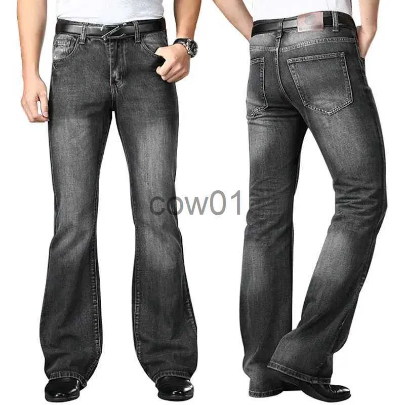 Calças masculinas 5 cores grandes jeans flared mens boot corte denim calças de cintura alta designer clássico solto moda rua cinza calças tamanho 28 - 40 j231028