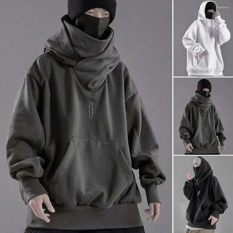 Heren Truien Mannen Herfst Hoodie Effen Kleur Capuchon Lange Mouwen Oversized Hip Hop Warm Hoge Kraag Straat 2023 Winter kleding