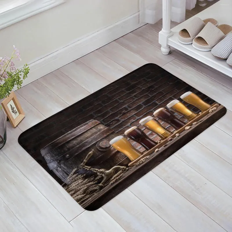 Retro Wine Glass Beer Stone Brick Bathroom Carpet For Bathroom, Shower