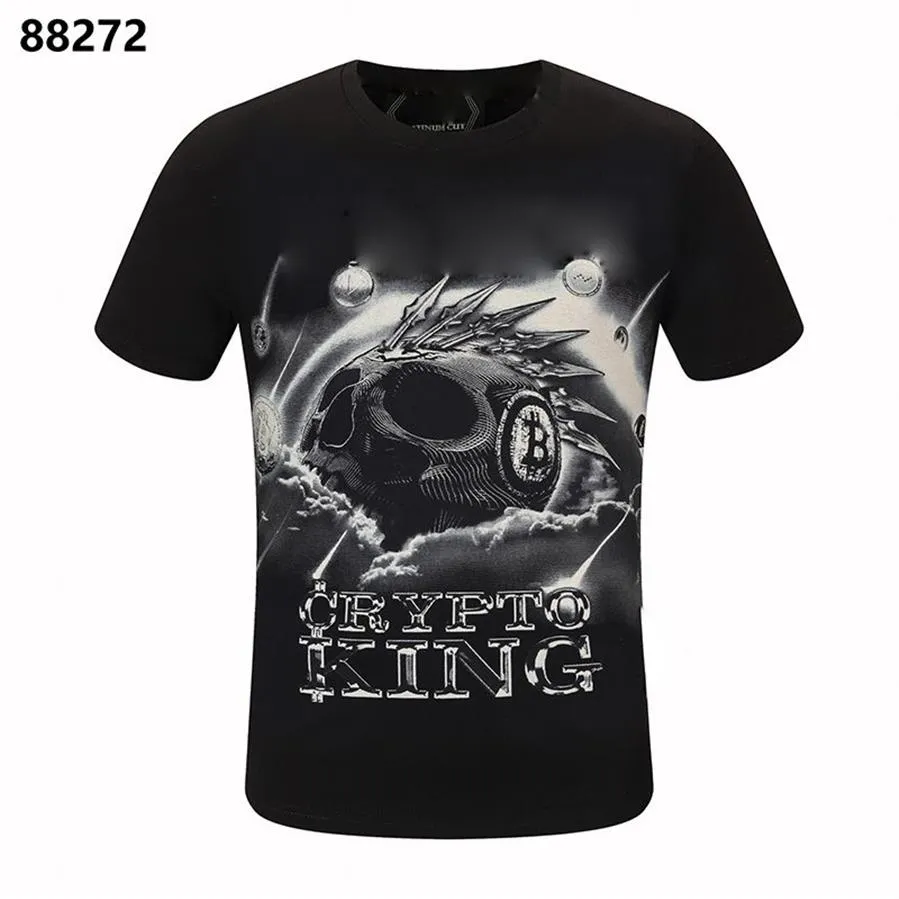 Designer T-shirt Hommes Skull Summer Basic Lettre d'impression en cristal solide Skateboard Casual Punk Tops Tee Shirts Mode Vêtements de luxe2597