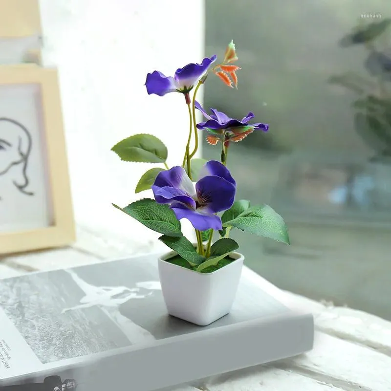 Fleurs décoratives plante colorée bonsaï en plastique Phalaenopsis Pot fausse fleur en Pot ornements pour la maison chambre Table décoration de jardin