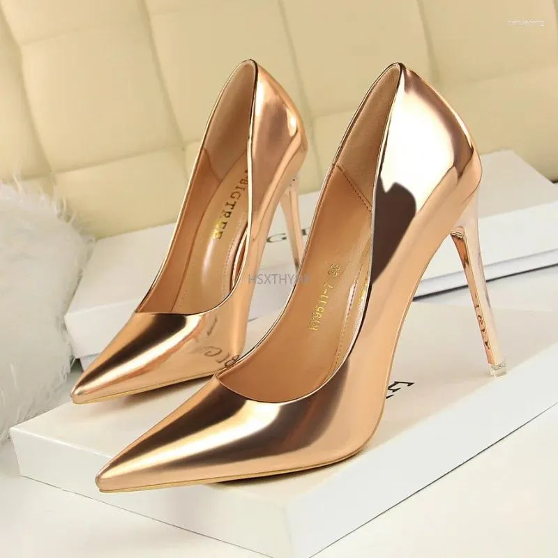 Dress Shoes 2023 Women Fetish 10.5cm High Heels Pumps Wedding Bridal Stiletto Lady Scarpins Office Party Green Blue Gold