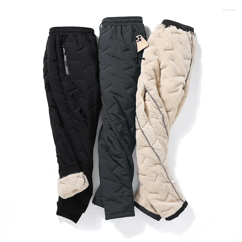 Men's Pants Y2k Winter Lambswool Warm Thicken Sweatpant Men Fashion Joggers Water Proof Casual Brand Plus Fleece Size Trouser