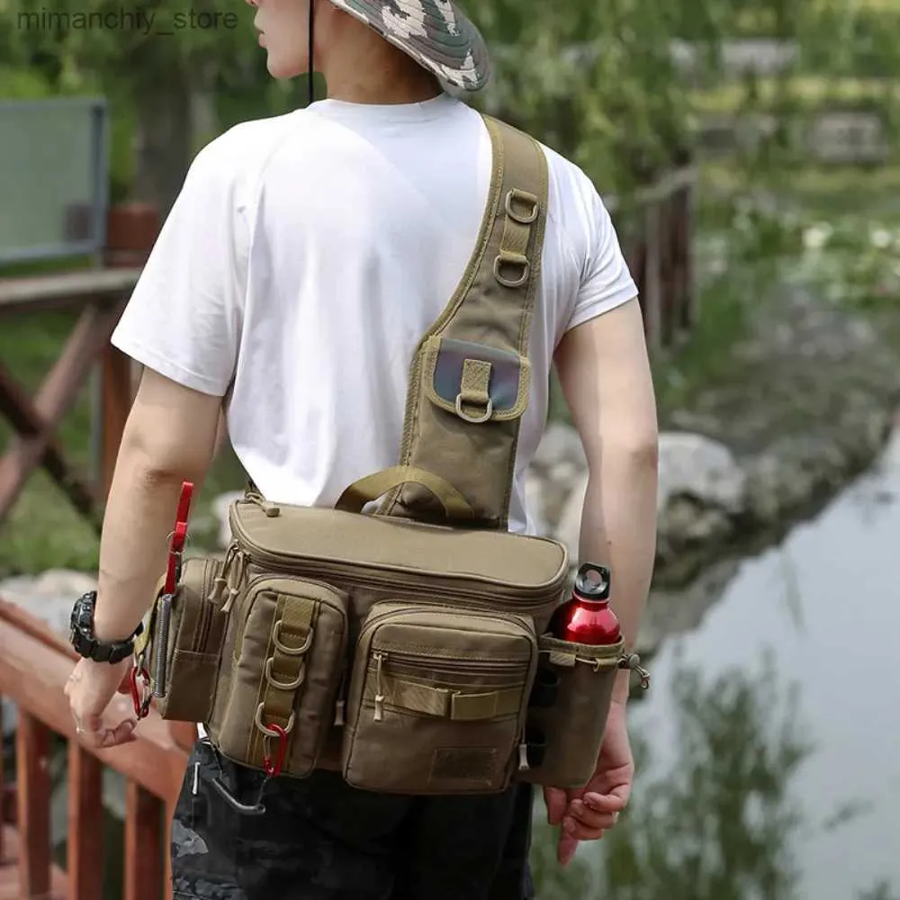 Waterproof 600D Nylon Fishing Army Messenger Bag Multifunctional Waist Pack  For Outdoor Sports And Riding From Mimanchiy, $7.88