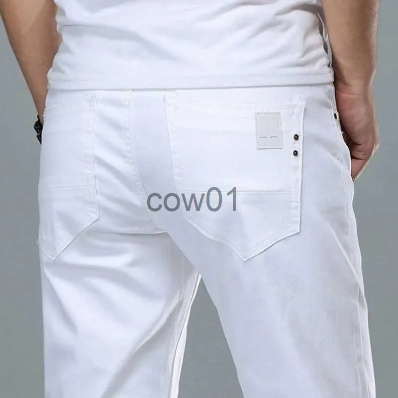Herrenhosen für vier Jahreszeiten, weiße Herren-Jeans, modisch, lässig, klassischer Stil, schlanke, bequeme Denim-Hose, männliche Marke, fortschrittliche Stretch-Hose J231028