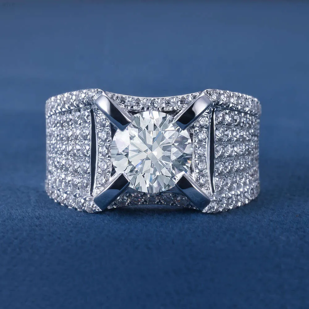 Bagues de mariage personnalisées en argent S925 pour hommes, 10k 14k 18k, or massif rempli 3ct, taille ronde brillante, Moissanite, diamant naturel de laboratoire