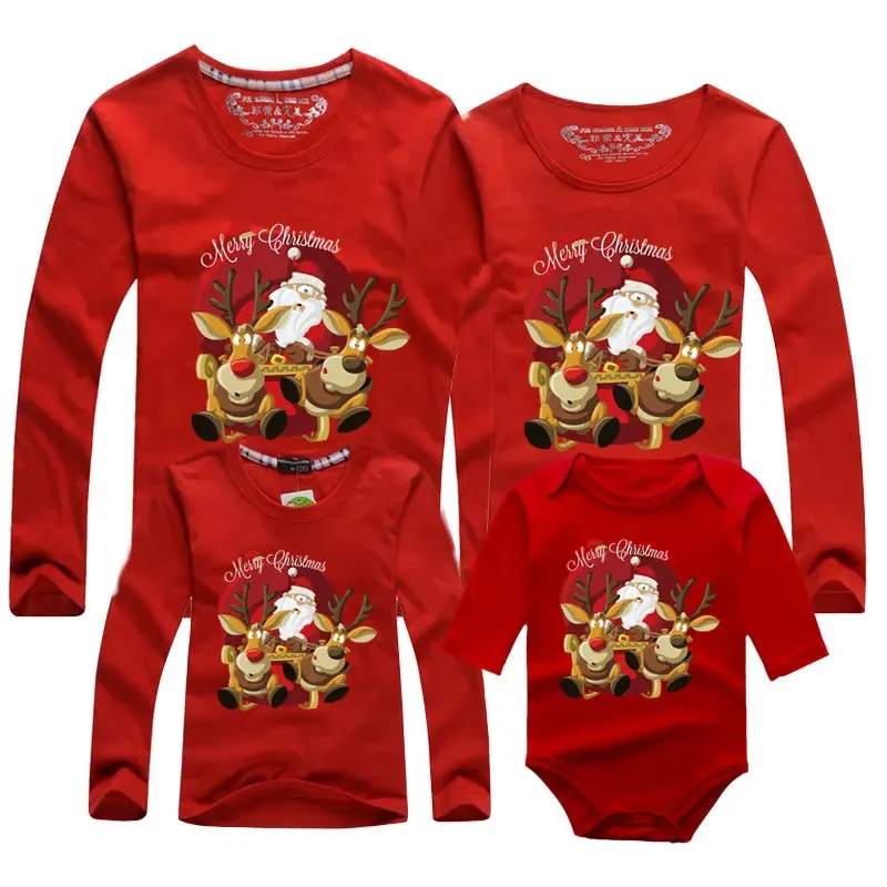 Familie passende Outfits Weihnachten Mutter Tochter Kleidung Langarm Party Cartoon Print Mädchen Junge Mama Papa T-Shirt 231027