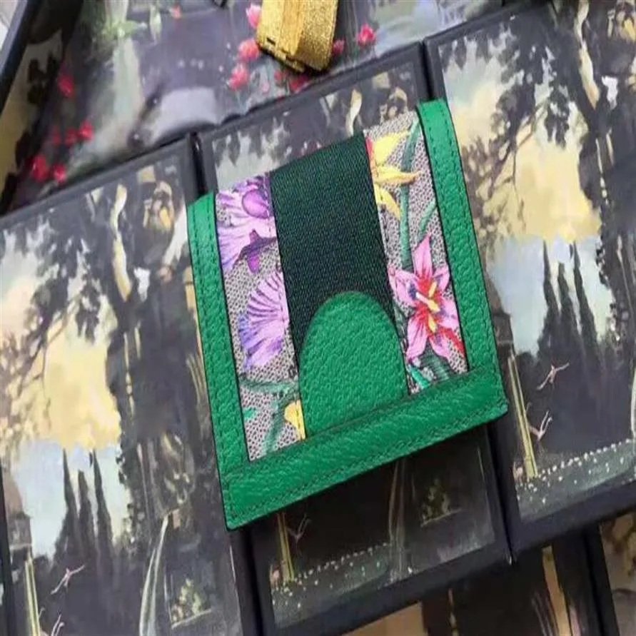 5A Najwyższa jakość 523155 Ophidia Card Case Krótki portfel Produkcja Skórzana Flora Moneta Monety Kieszonka