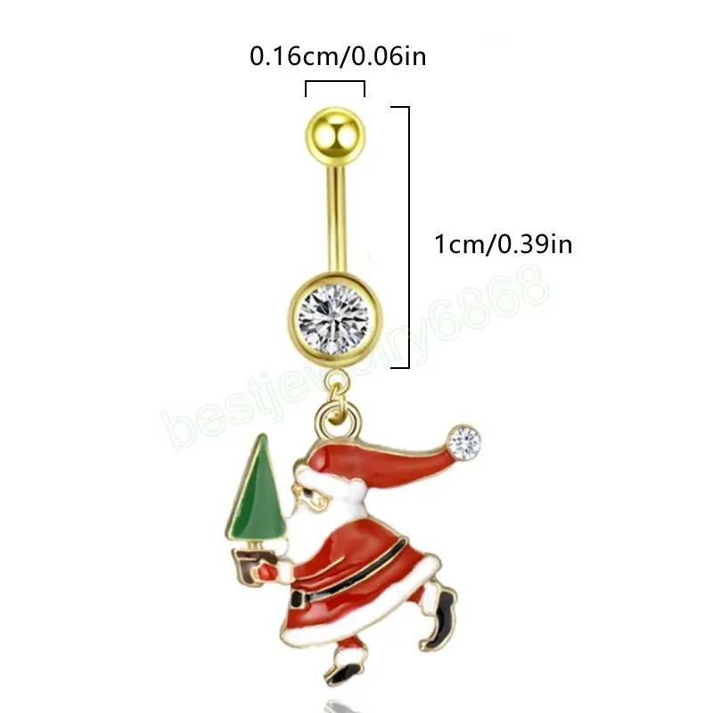 Świąteczne pierścienie brzucha Snowman Elk Santa Stael Stael Dangle Dangle Belly For Women Nowy Rok świąteczne prezenty biżuterii