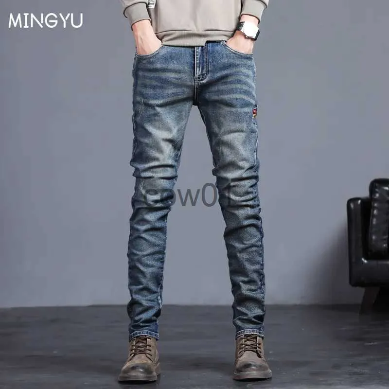 Herrenhosen 2023 Neue Herbst Winter Herren Jeans Vintage Blau Einfarbig Elastisch Klassische Jeans Herren Slim Mode Denim Hose Männlich 27-38 J231028