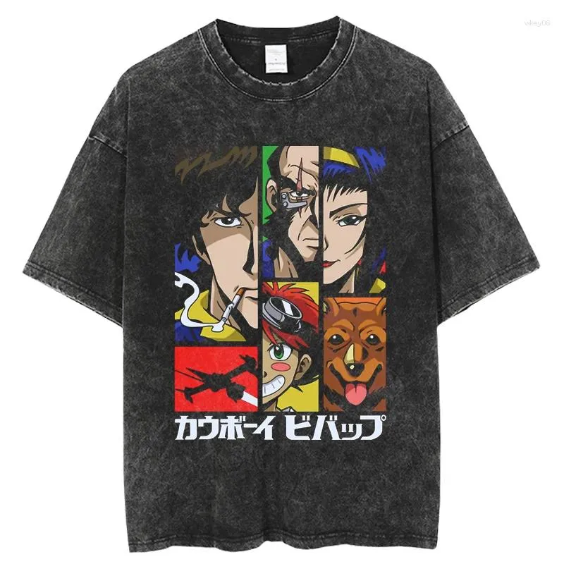 DHgate.com:Mens Cowboy Bebop Anime Vintage Washed T-Shirt