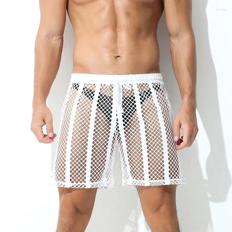 Mutande Pantaloni centrali da uomo in rete con strisce allacciate giovanili Pantaloncini sportivi traspiranti casual a tubo dritto all'ingrosso di
