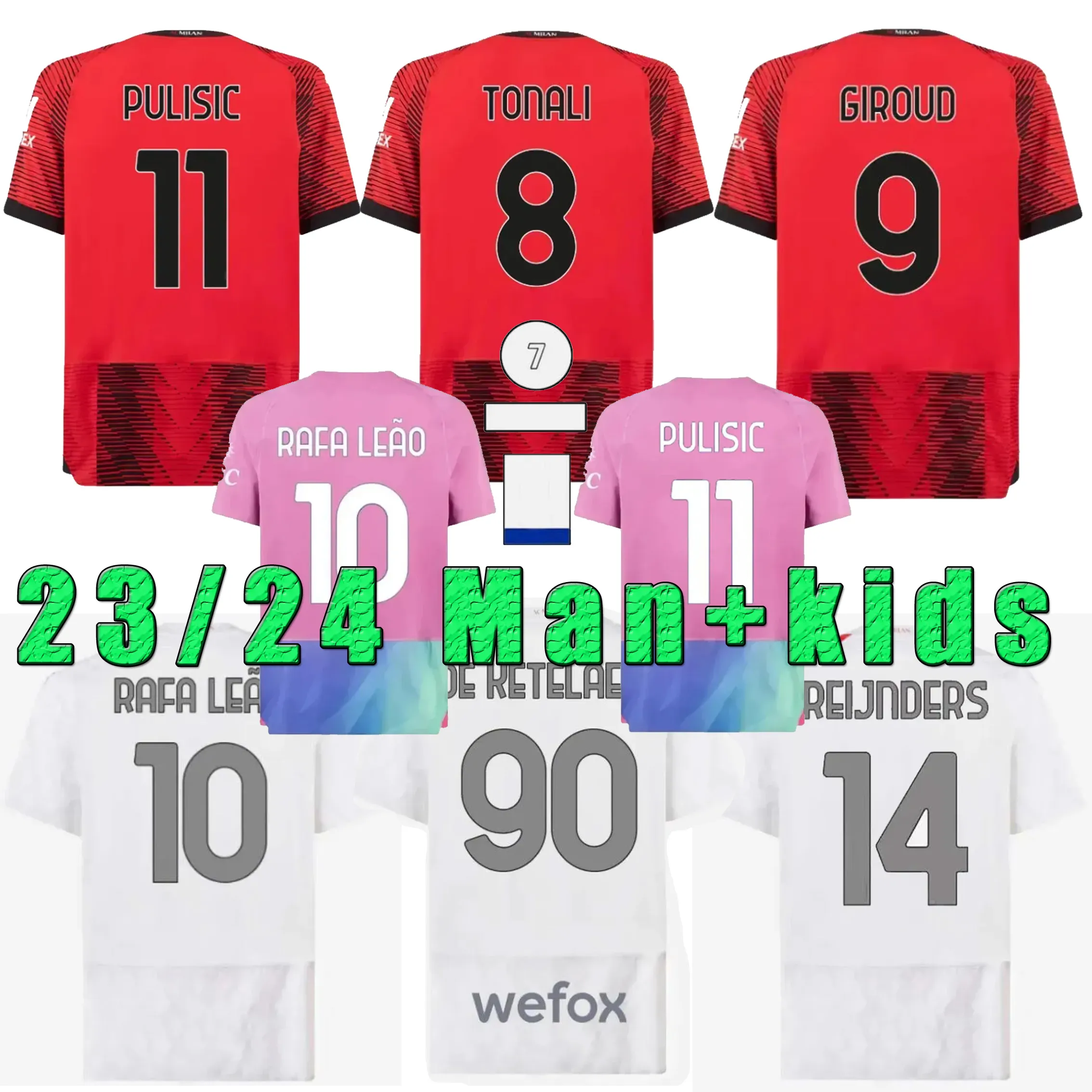 23/24 MILANS RAFA LEAO GIROUD Soccer Jerseys 2023 ac away PULISIC THEO TONALI 4th Shirt ROMAGNOLI S.CASTILLEJO REIJNDERS man+kids Football uniform S-4XL