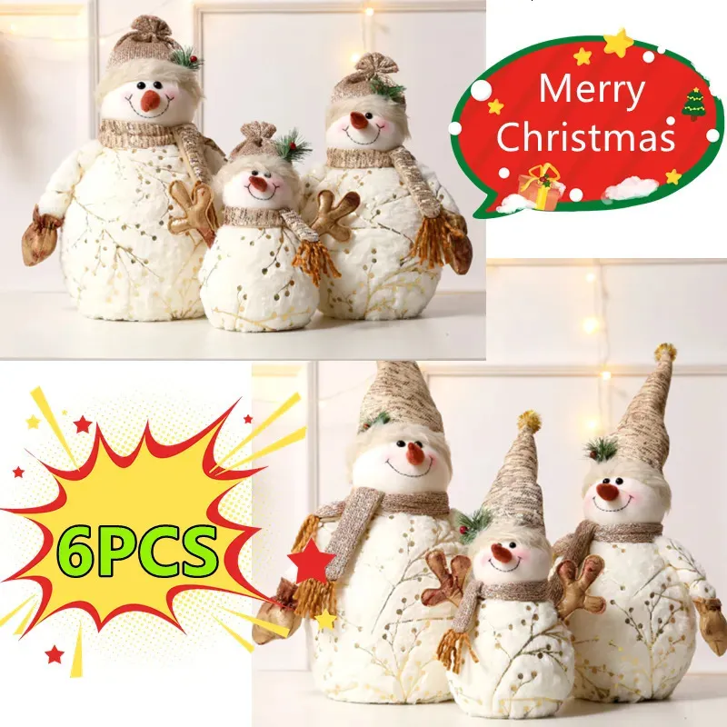 Christmas Decorations 6/1PC 60/50/26cm Big Size Christmas Dolls Decoration Short Plush Printe Santa Claus Snowman Doll for Christmas Tree Ornaments 231027