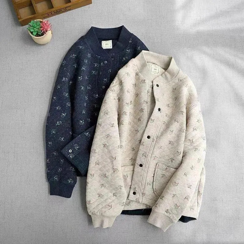 Women's Trench Coats 2023 Autumn And Winter Loose All-matching Long-sleeved Clip Cotton Coat Female Printed Cardigan Baseball Suit X1