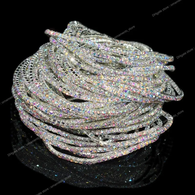 10 pz/set forza elastica braccialetto braccialetto per le donne strass di cristallo braccialetti di nozze braccialetti gioielli Pulseira Feminia regalo gioielli di modaBracciali