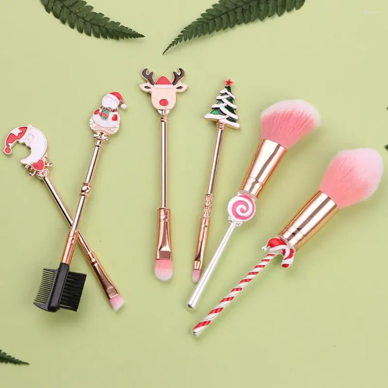 Makeup Brushes Festive Brush Set Gracefully Shaped Christmas Durable Metal Handle Xmas For A