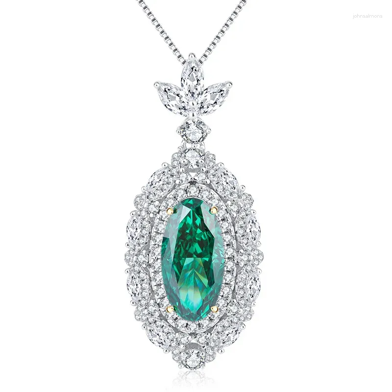 Catene S925 Collana con pendente da donna in argento ad alto tenore di carbonio di grado diamante smeraldo 8 16 Commercio all'ingrosso di gioielli