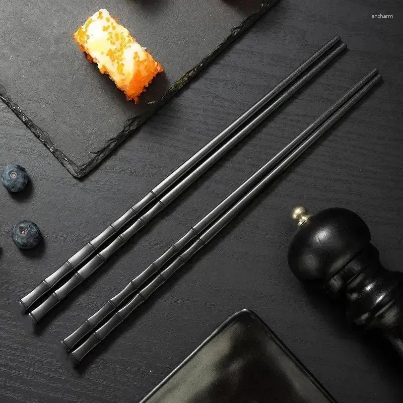 Bacchette 1 bastoncini in lega cinesi riutilizzabili a forma di bambù, resistenti al sushi, antiscivolo