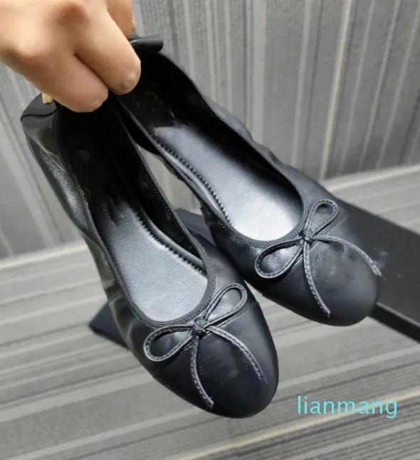 Ballet Dress Shoes Bowtie Satin Womens Loafers Paris Vintage Fashion Designer Classic Flat Heel bekväm