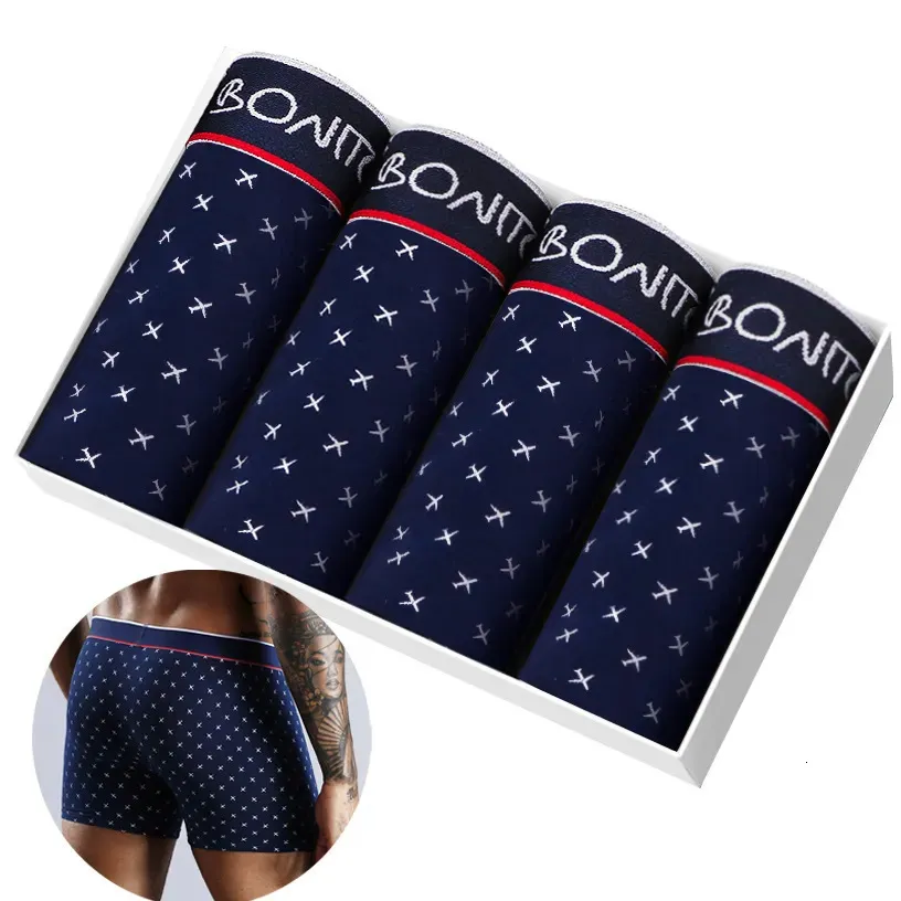 Underpants 4pcs Boxers Men's Panties Man Boxer Underwear Cotton for Male Large Size Lot Soft 231027