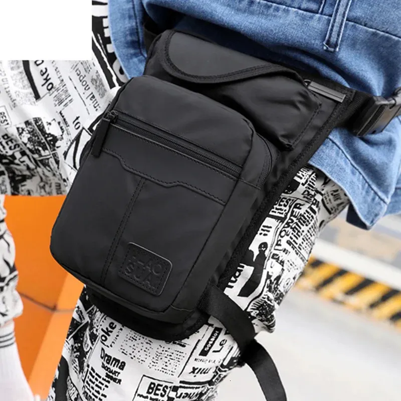 Bolsas de cintura Nylon de alta calidad Hombres Drop Leg Bag Fanny Pack Motociclismo Casual Hombro Cruz Cuerpo Muslo Masculino Cinturón de cadera 231027