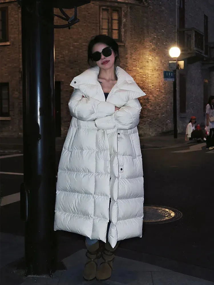 Parka en duvet d'oie blanche pour femme, manteau à revers Long et Slim, à la mode, épais et chaud, à la mode, hiver, 231027