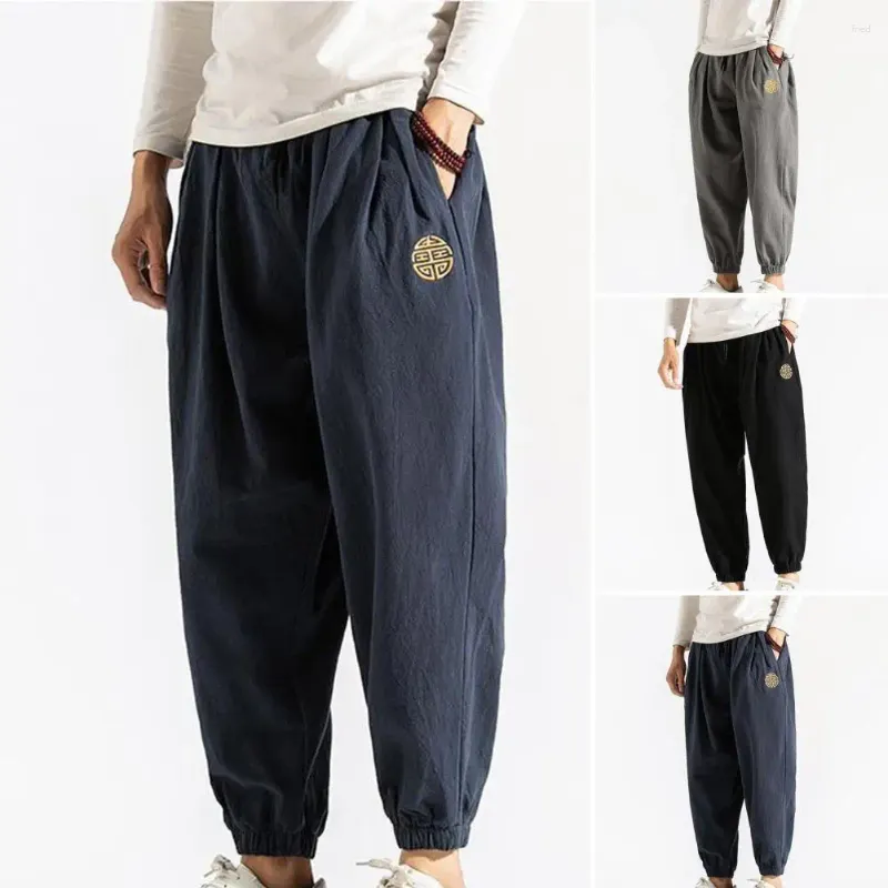 Calças masculinas Baggy Algodão Harem Homens Verão Japonês Vintage Listrado Hip Hop Wide Leg Jogger Pantalon Harajuku Sweatpants Calças