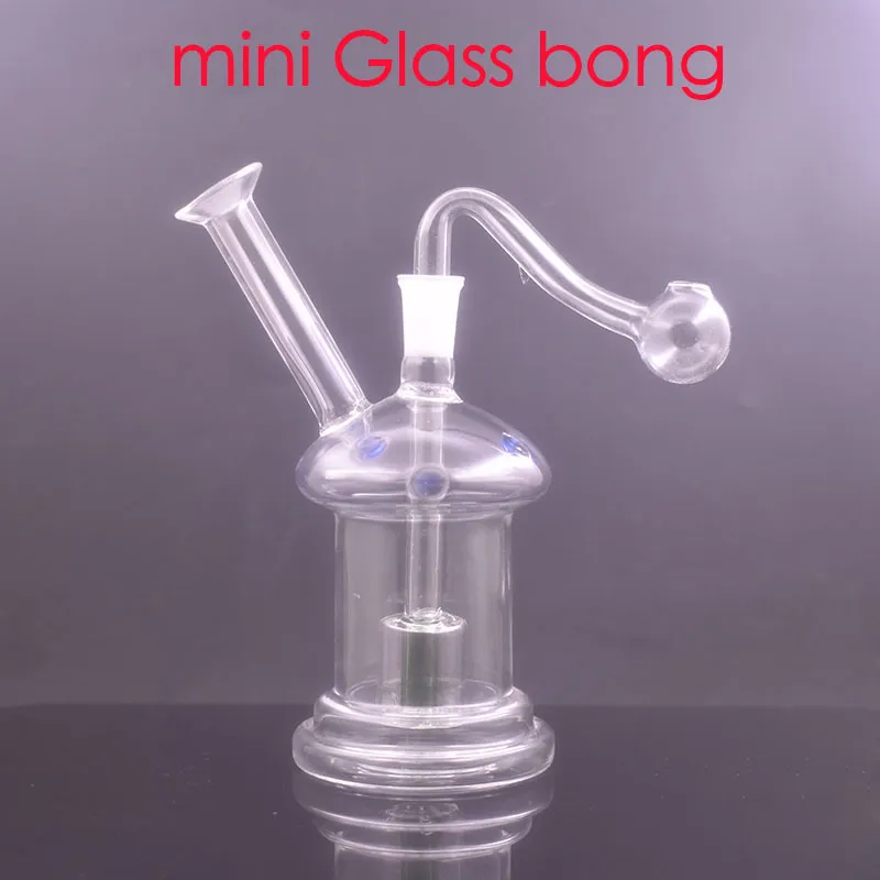 Kreative Mini-Pilz-Wasserpfeife im Großhandel, dick, berauschend, bunt, Wasser-Dab-Rig-Bong-Pfeife mit 10 mm männlicher Glas-Ölbrennerschale zum Rauchen