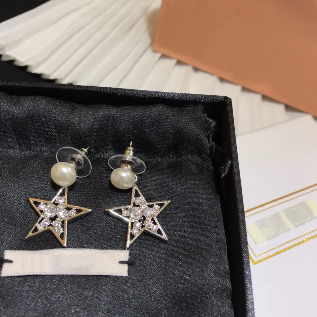 Silver Ear Stud luksus projektant biżuterii pełna diamenty gwiazda wisiorka przyjęcie weselne męskie kolczyki