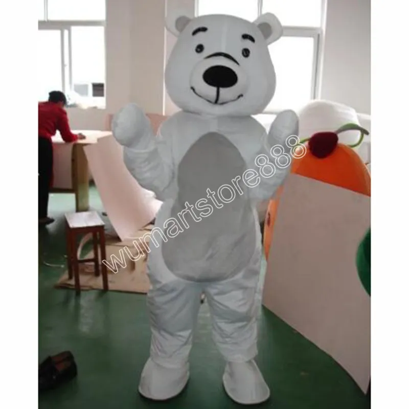 Disfraz de mascota de osos blancos de alta calidad, traje de carnaval, talla para adultos, fiesta de cumpleaños de Navidad, accesorios promocionales para vestir al aire libre