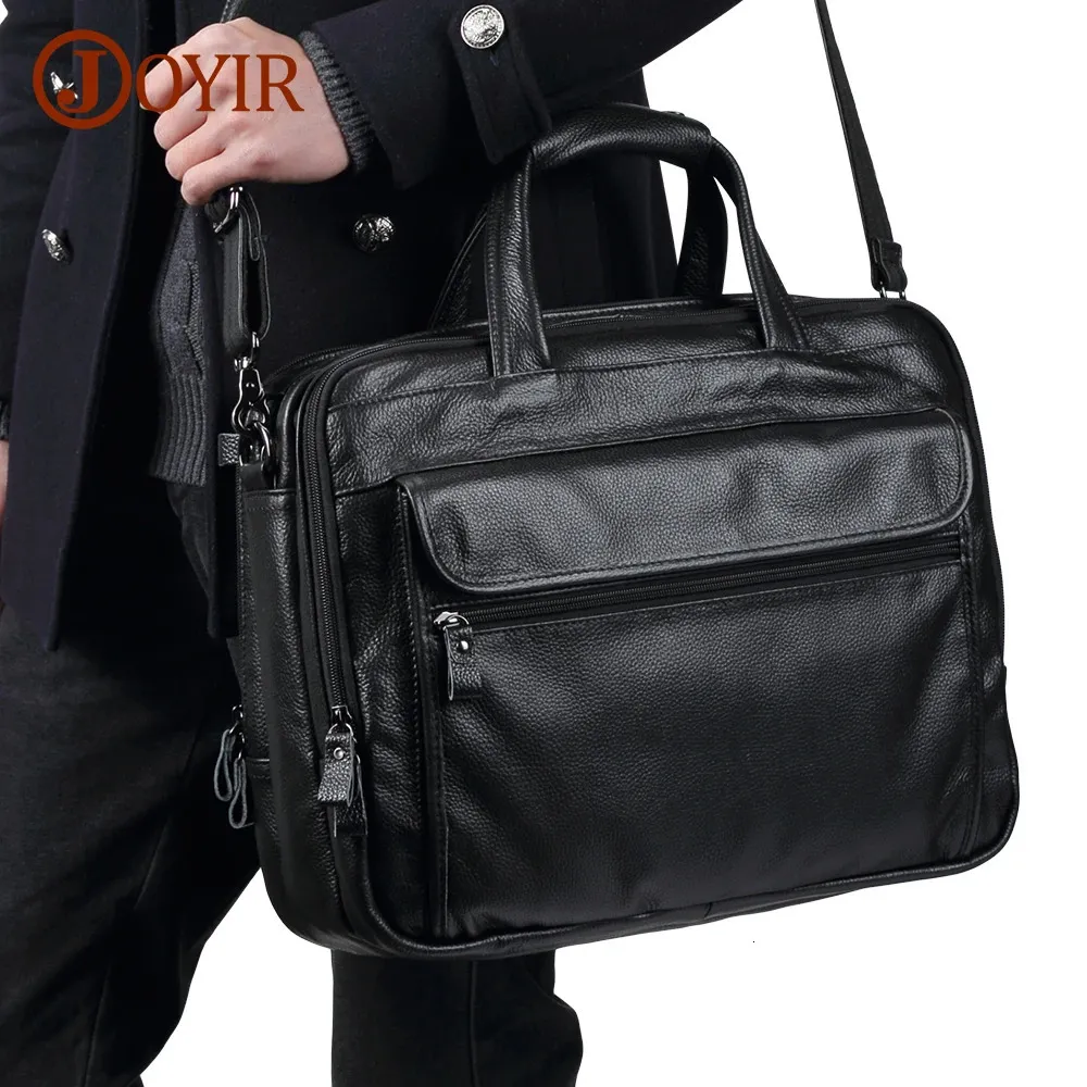 Laptop -väskor Joyir Men Portcases äkta läderhandväska 156 "Laptop Messenger Shoulder Bag for Documents Men's Business 231027