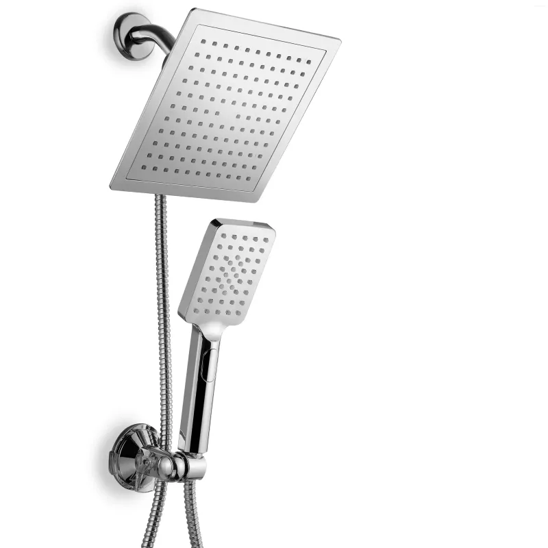 Bath Accessory Set DreamSpa Ultra-Luxury 9-Inch Square Rainfall Combo With Push-Control Handheld Shower And Low-Reach Wall Bracket Chrome