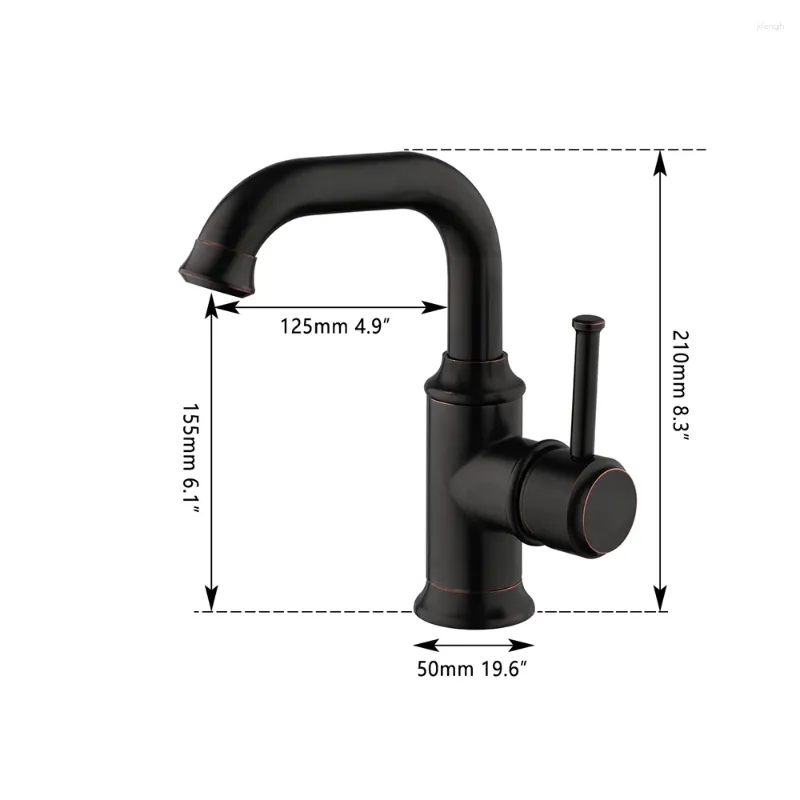 バスルームシンク蛇口VIDRIC ORB BLACK FAUCET SPECIAL SHAPE RIGHT ANGLE DESIGNデッキマウントシングルハンドルコントロールコールドウォーターミキサータップ