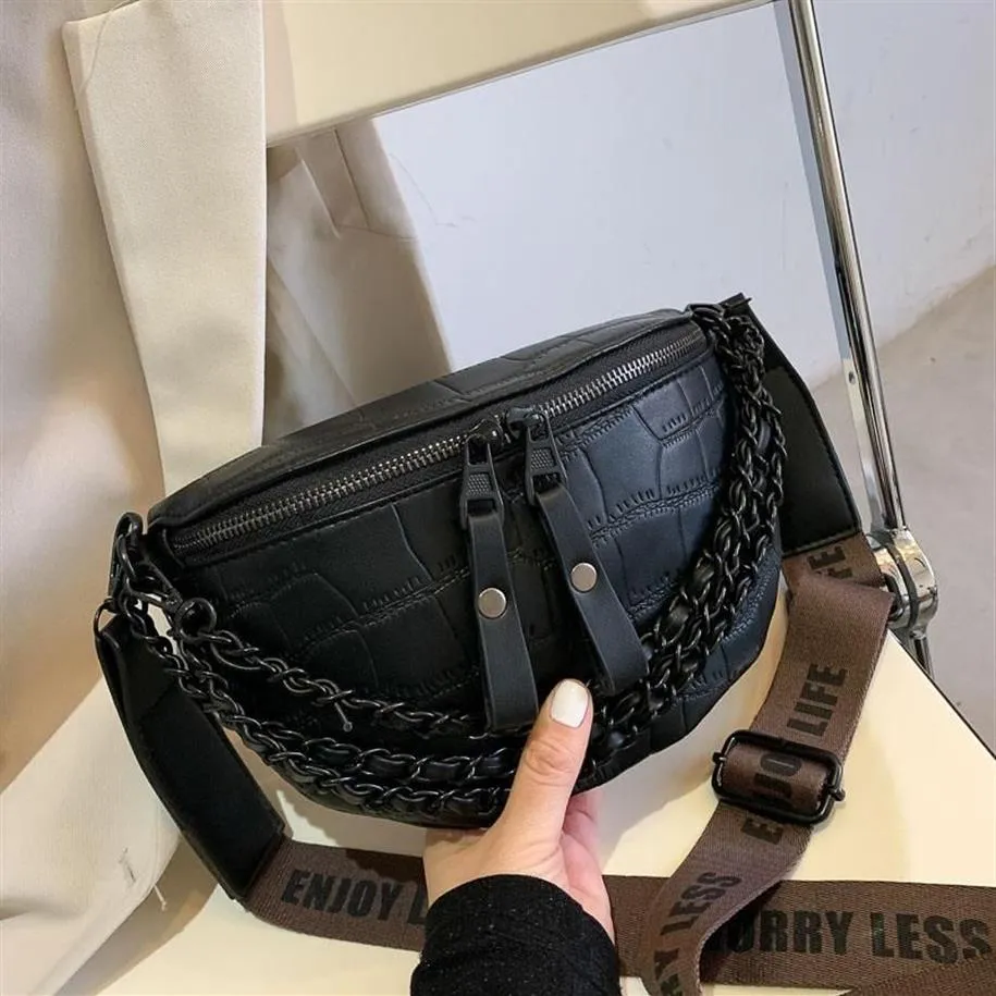 Midjeväskor Kvinnors Fanny Pack Luxury Tjock Chain Shoulder Crossbody Chest 2021 Fashion Lady Läder Belt Bag Designer Brand301G