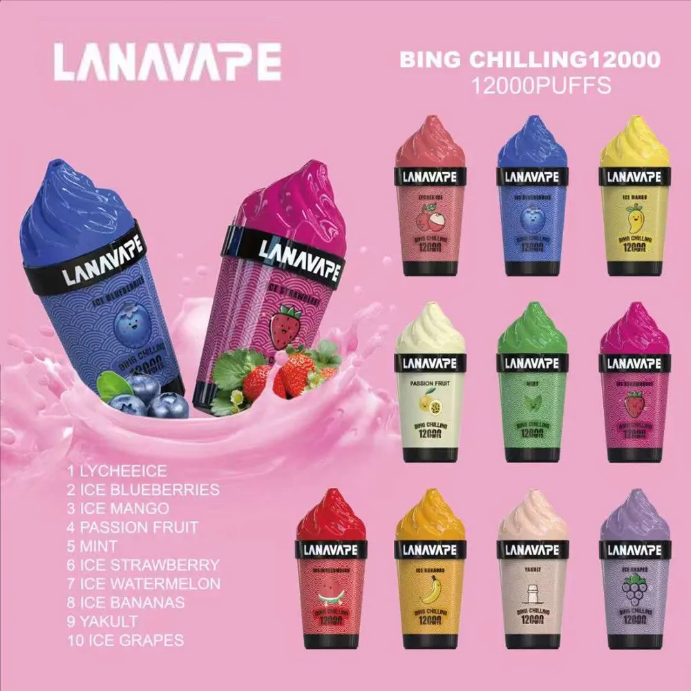 Lanavape Bing Chilling 12000 Puffs Pod Disposable E Cigarette 600mAh Rechargeable Battery 20ml Pre-filled Pods Device Mesh Coil