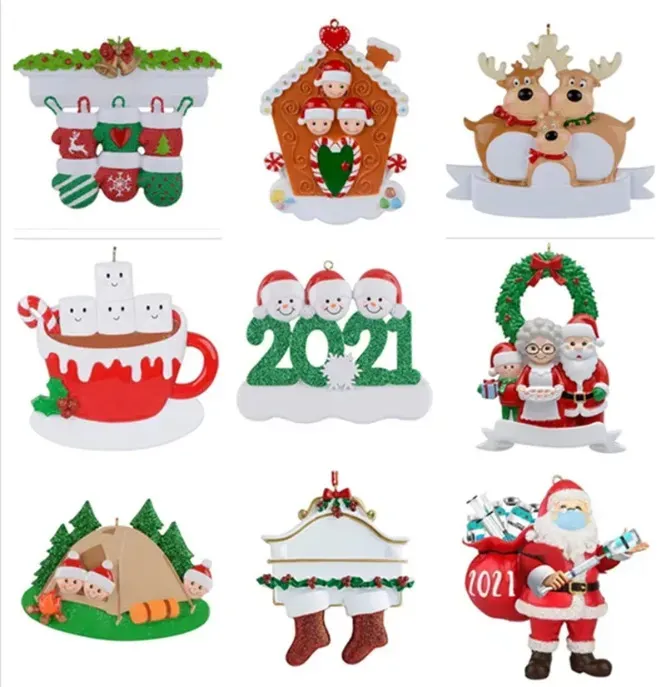 ديكور عيد الميلاد DIY الحلي أعياد الميلاد ، منتجات هدية حفلة شخصية من 4 زخرفة راتنج راتنجات مع الحبل الأحمر 1028
