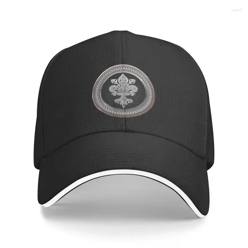 Baretten Mode Unisex Zilveren Filigraan Fleur De Lis Baseball Cap Volwassen Lelie Bloem Verstelbare Papa Hoed Mannen Vrouwen Sport