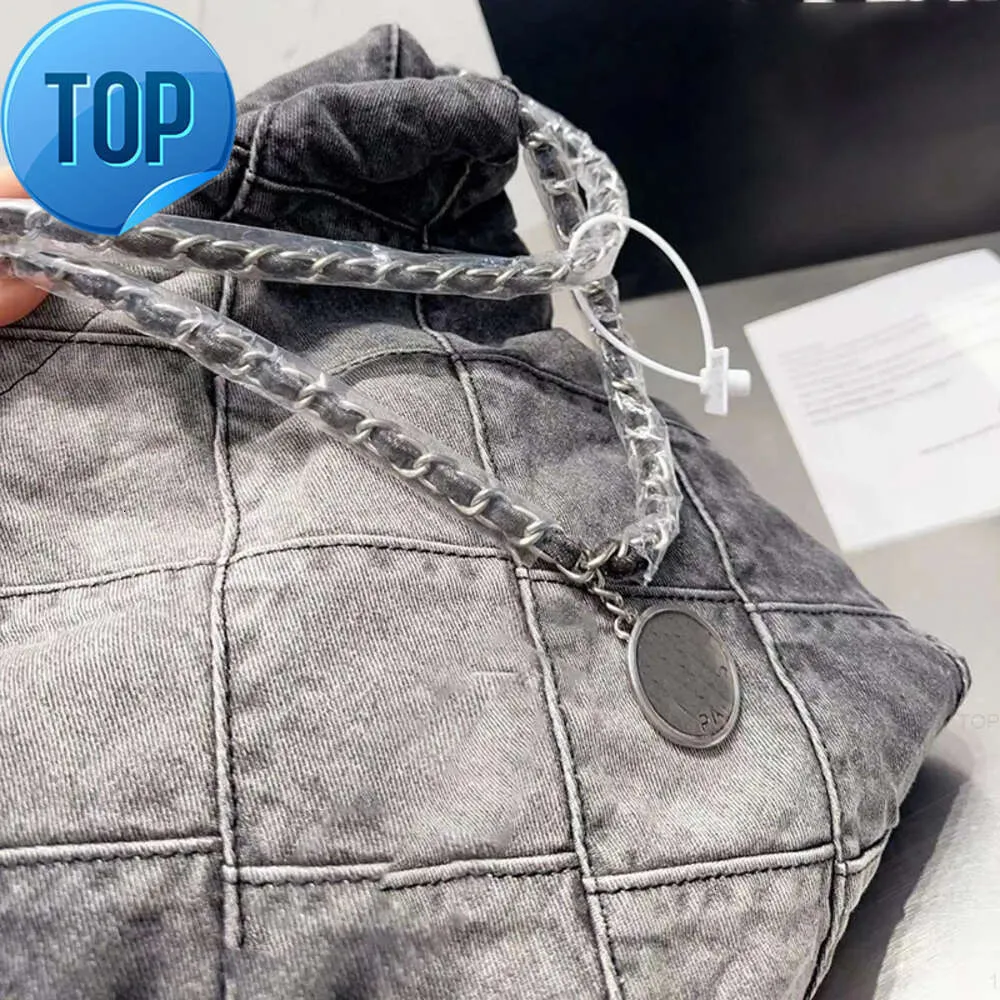 Sacs à bandoulière Channel 22 Denim Grand Sac à provisions Fourre-tout Voyage Designer Femme Sling Body Sac à main le plus cher avec Silver Chai