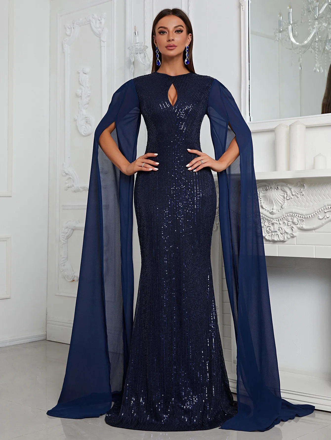 Lilly Ibrahim Oversized Shawl Neck Gown District 5 Boutique