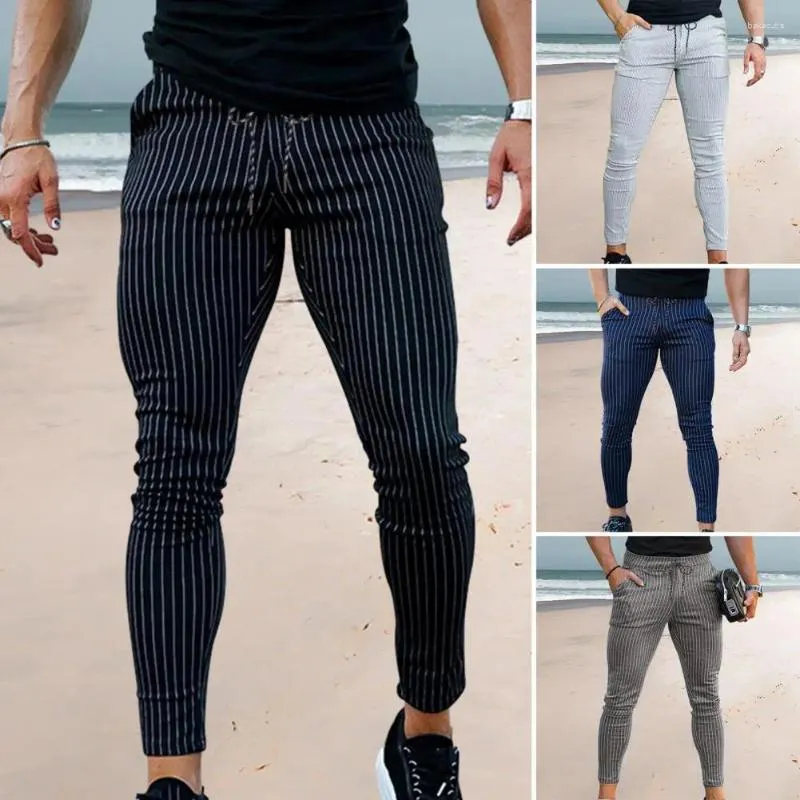 Pantalons pour hommes Hommes Cargo Pantalon Rayé Imprimé Mince Jambe Droite Pantalon Mode Pantalon De Survêtement Occasionnel Streetwear Homme D'affaires Formel Crayon Pantalon